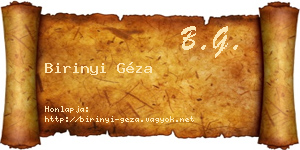 Birinyi Géza névjegykártya